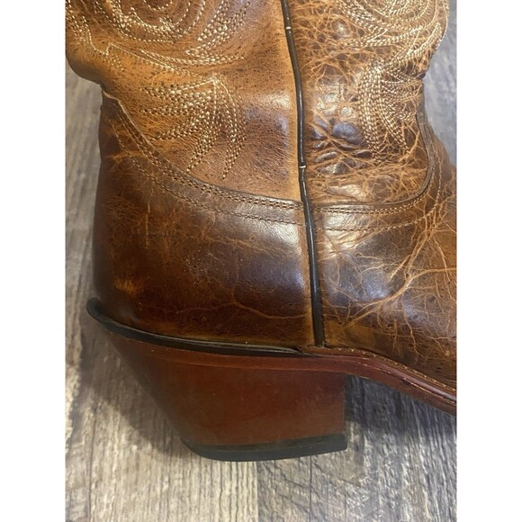 Justin L4332 Tan Damiana Leather Snip Toe Cowboy Boots Women’s 9B Western - Picture 14 of 15